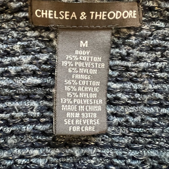 Chelsea & Theodore Fringe Trim Open Front Cardigan Sweater Size M - Picture 8 of 8